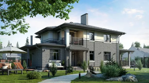 Передний фасад منزل من طابقين مساحة 275,20 م². مشروع БП-282.
