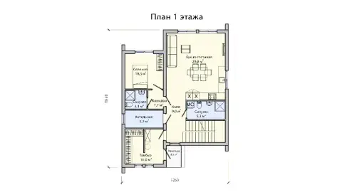 План الطابق الأول двухэтажного дома в стиле Барнхаус