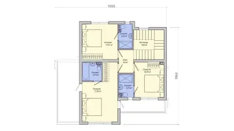 مخطط الطابق الثاني لمشروع ПБ-158
