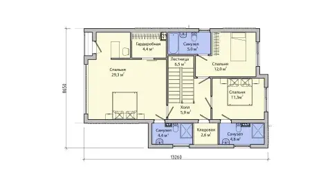 Планировка 2 طوابق منزل من طابقين 8×13 من ЖБИ